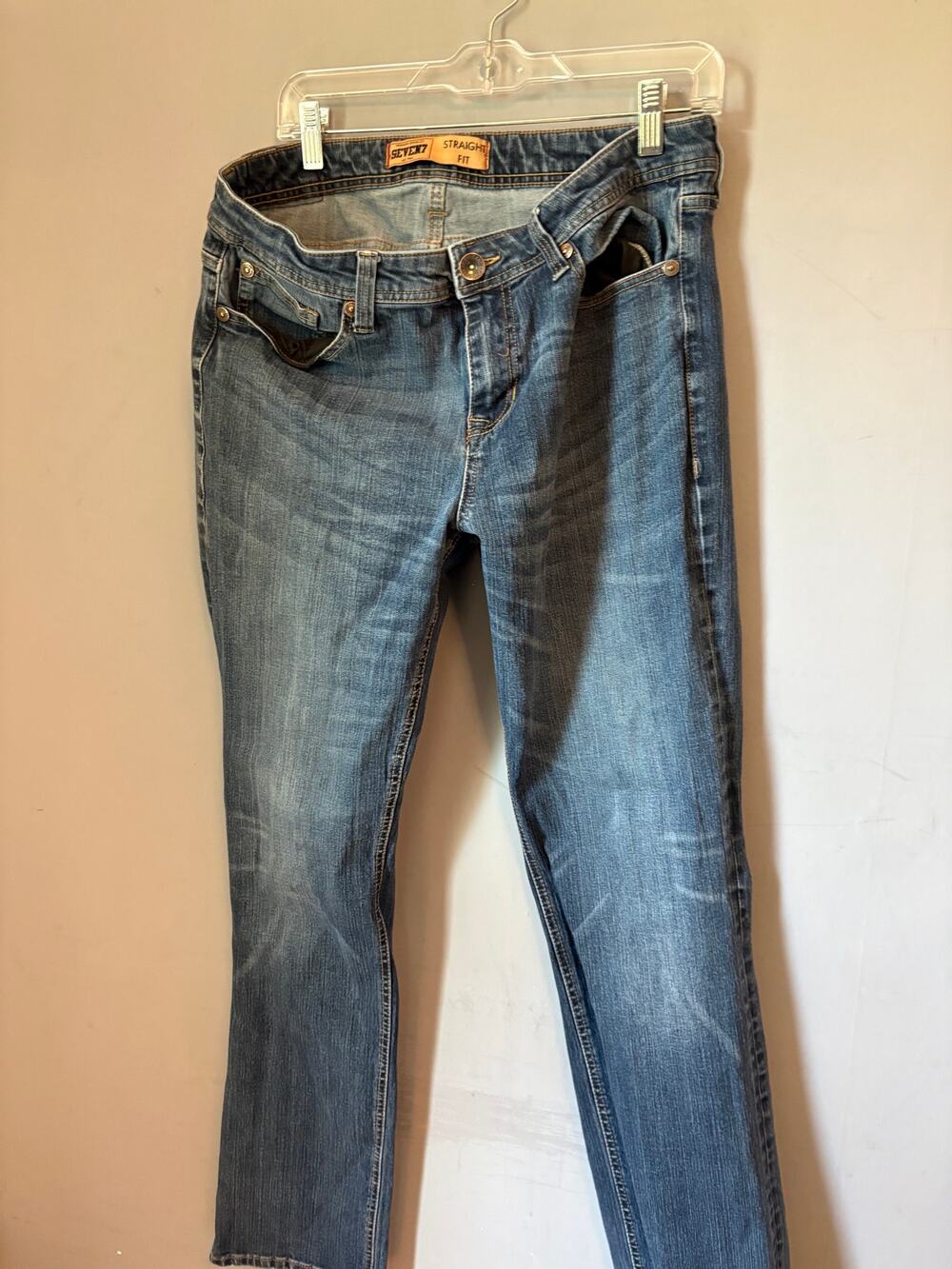 Seven7 Mens Jeans Blue Medium Wash Straight Leg Size 34×34 Read